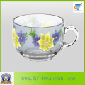 Taza de cristal agradable con la flor de la etiqueta Precio bueno